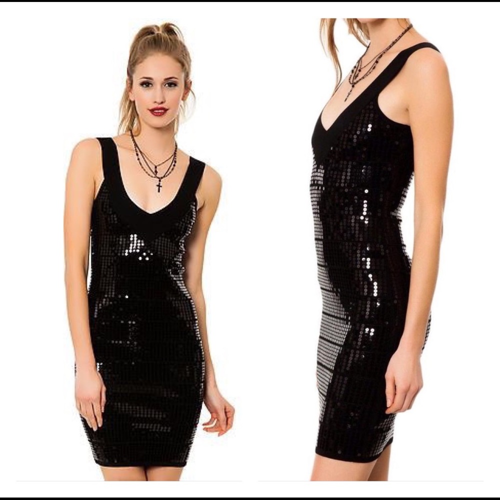 BB Dakota Mazie black sequin bandage dress